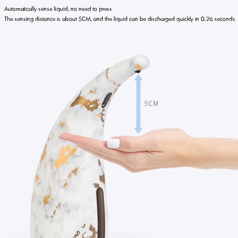 Automatic Soap Dispenser Touchless Hand Sanitizer Liquid Dispenser with Marble Pattern, Waterproof Battery Operated 300ML