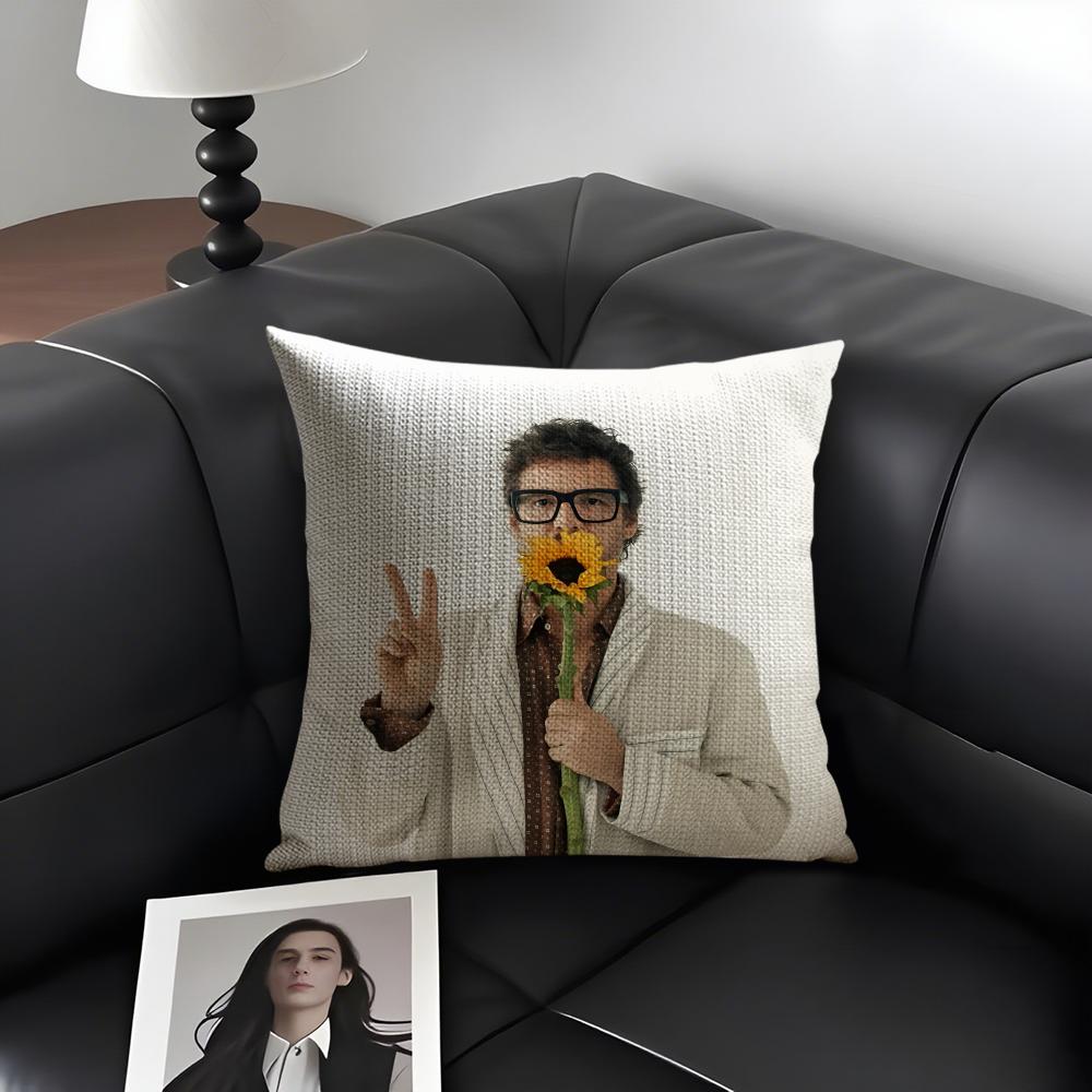 PPedro PascalL Actor Cushion Cover Natural Linen Organic Fabric DoubleSided Printing Sofa Home Decor Gift Pillow Case