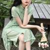Кружевное повседневное платье Cheongsam средней длины с низким вырезом, облегающее платье больших размеров в китайском стиле Ao Dai