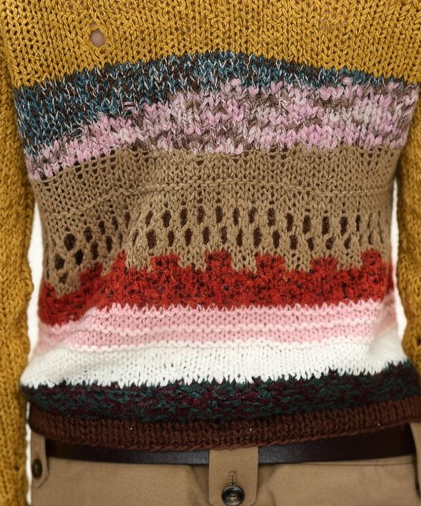 ADSB ANDERSSON BELL Yellow Hand-Crocheted Crew-Neck Sweater Atb1550M(Yellow)