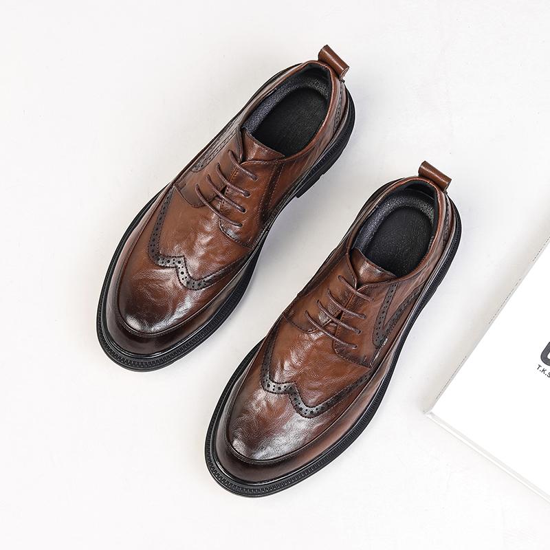 Мужские туфли Harajuku в корейском стиле, уличная одежда, деловая, повседневная, на толстой платформе, натуральная кожа, свадебные туфли, мужские кожаные туфли для мужчин