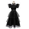 Adams Family Costume Halloween Children Cosplay Costume Wednesday Black Veil Dress