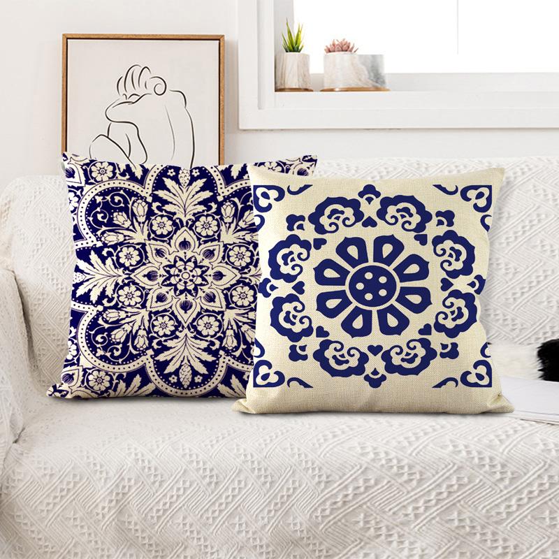 2 шт. чехлы на подушки в китайском стиле, синие и белые фарфоровые наволочки с принтом, наволочки для подушек, для дома, дивана, автокресла, декор, элегантные, 45x45 см