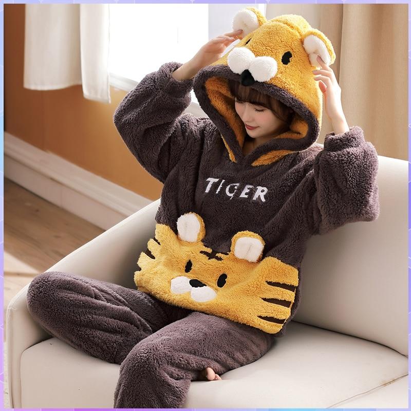 Семейный пижамный комплект, толстая зимняя фланелевая домашняя одежда, женская теплая одежда для сна, топы унисекс, брюки, домашняя одежда для пар, брючный костюм