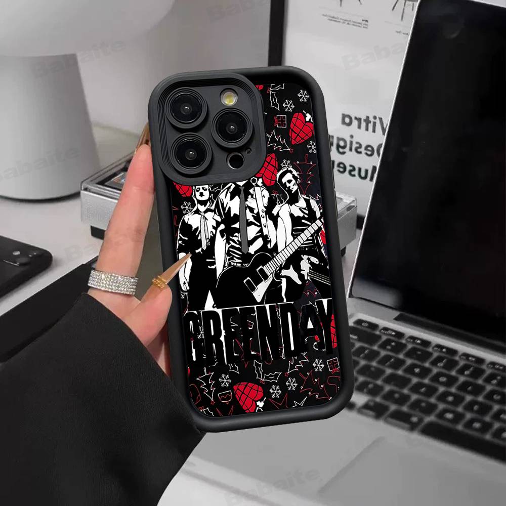 Rock Band G-Green Day Silicone Soft Phone Case For IPhone 17 16 15 14 Plus 13 12 Mini 11 Black Cover