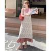 Dimanaf 2025 New Dress Women Knitting Lace Sleeveless Vest O-Neck Hollow Summer Style Loose Basic Dresses