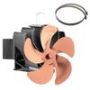 652F 5-Blade Heat Powered Stove Fan for Wood Log Eco Friendly Larger Air on Chimney for Wood Log for Burner Fireplace Qu