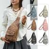 Large Capacity Casual Women's Bag New Trendy Breast Bag for Women's Fashionable Soft Leather Splicing Versatile Crossbody Bag Korean Style Breast Bag