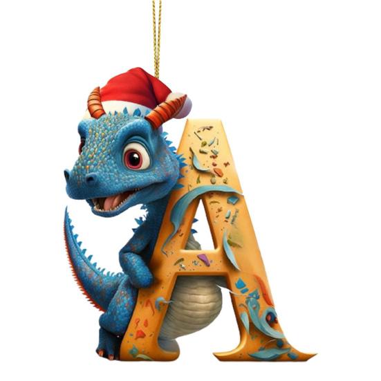 Рождественская елка Подвеска Мультфильм Динозавр Письмо Украшение для дома Окно автомобиля 2D Плоский