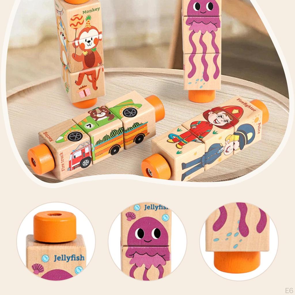 Twisting Toy Educational Puzzle Fine Skill Preschool Rotating Block Puzzles Game for