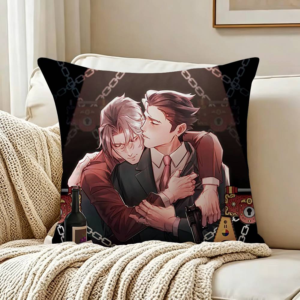 PPhoenix Wright Miles EEdgeworth Pillow Case Living Room Sofa Cushion Cover Suitable For Home Bedroom Room Decoration