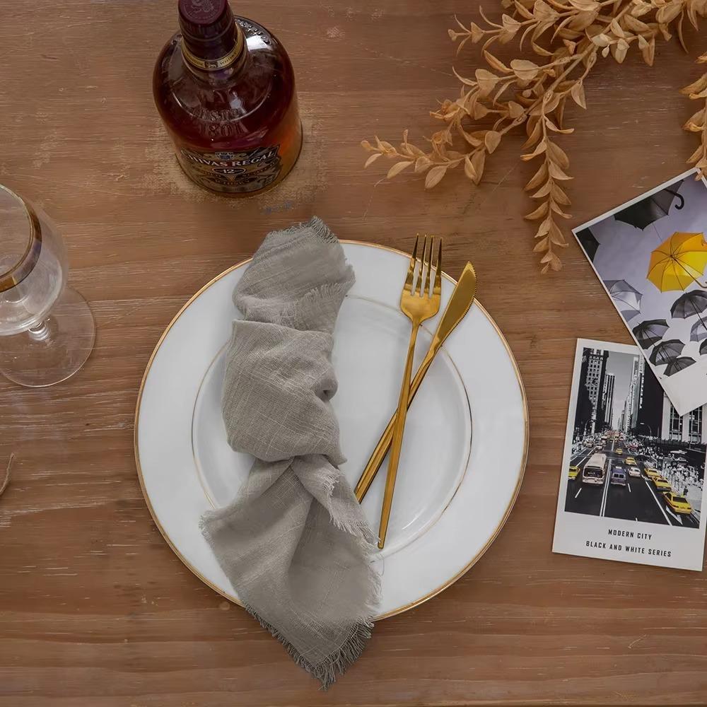 6pcs Rustic Cloth Napkin Washable Table Decoration Party Supplies Gauze Table Towel  Christmas