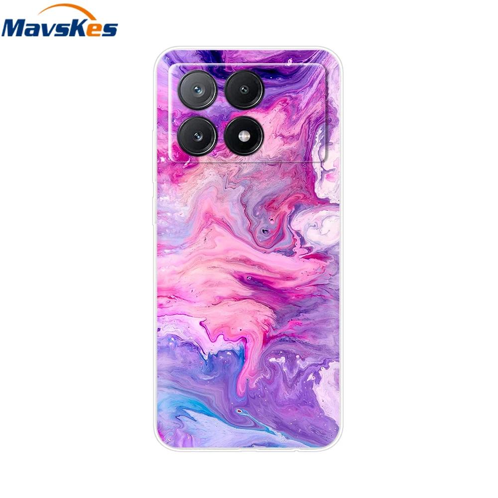 Чехол для Xiaomi Poco X6 Pro Мягкий окрашенный ТПУ чехол для телефона Для Xiomi Poco X6 PocoX6 Pro 5G Силиконовый чехол Цветочный Fundas Защитный