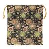 Золотой парчовый мешочек на шнурке, квадратный, сумка, золотая парча, цветочный арабесковый узор, черный