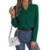 GMXIA Elegant Solid-color Layered V-neck Long-sleeved Women's Shirt for Autumn and Winter