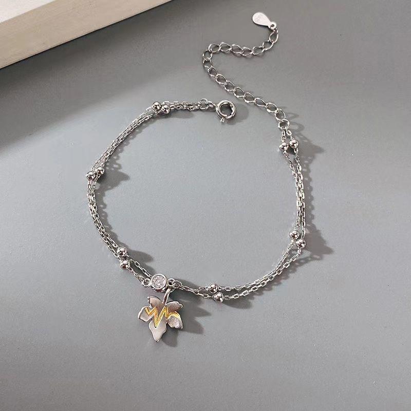 1шт. Браслет из кленового листа для влюбленных Ins Wind Niche Senior Hand Rope Подарочные украшения на День святого Валентина