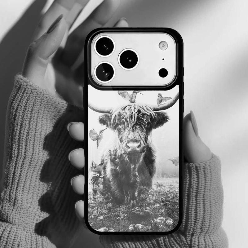 Милый хайлендский бычок мягкий чехол для телефона для iPhone 17 16 15 14 13 Pro Max Задняя крышка для 12 11 Pro Coque