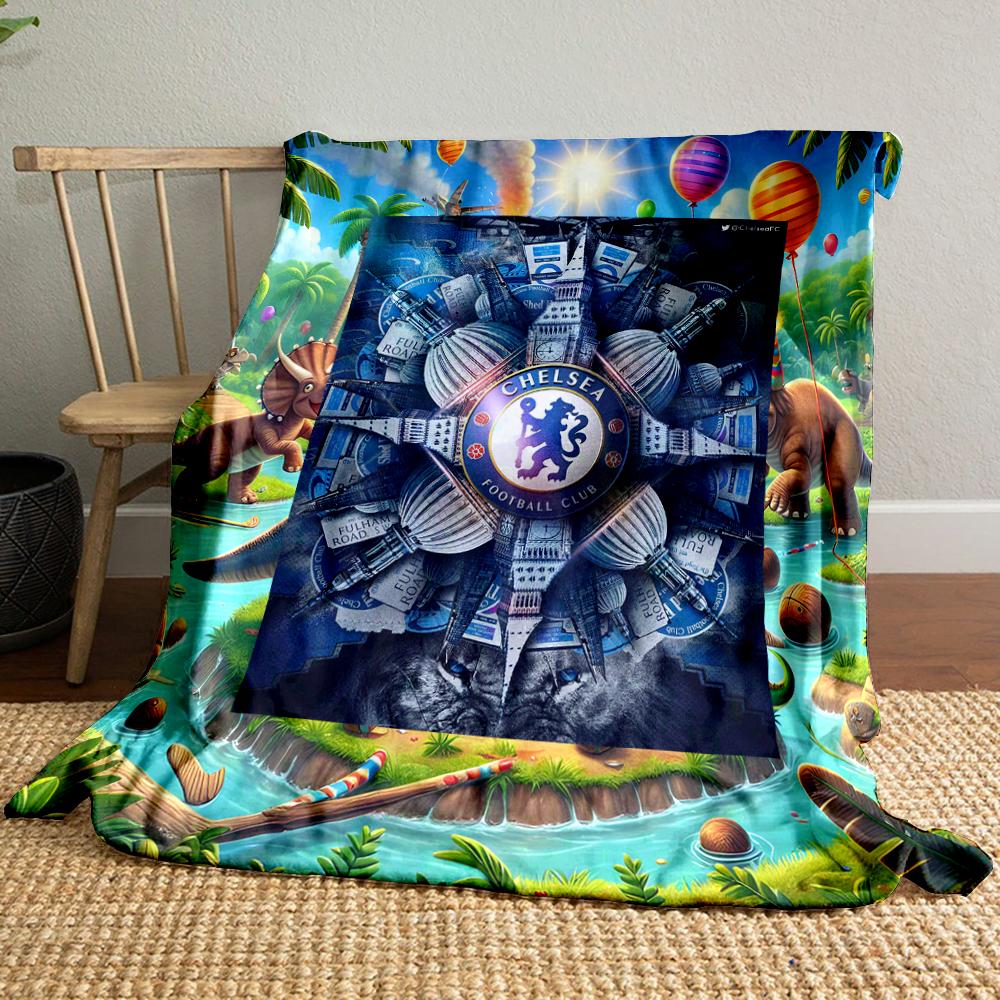 Blue Chelsea Football Club Set Designed Flannel blanket for bedroom, living room, sofa, and nap