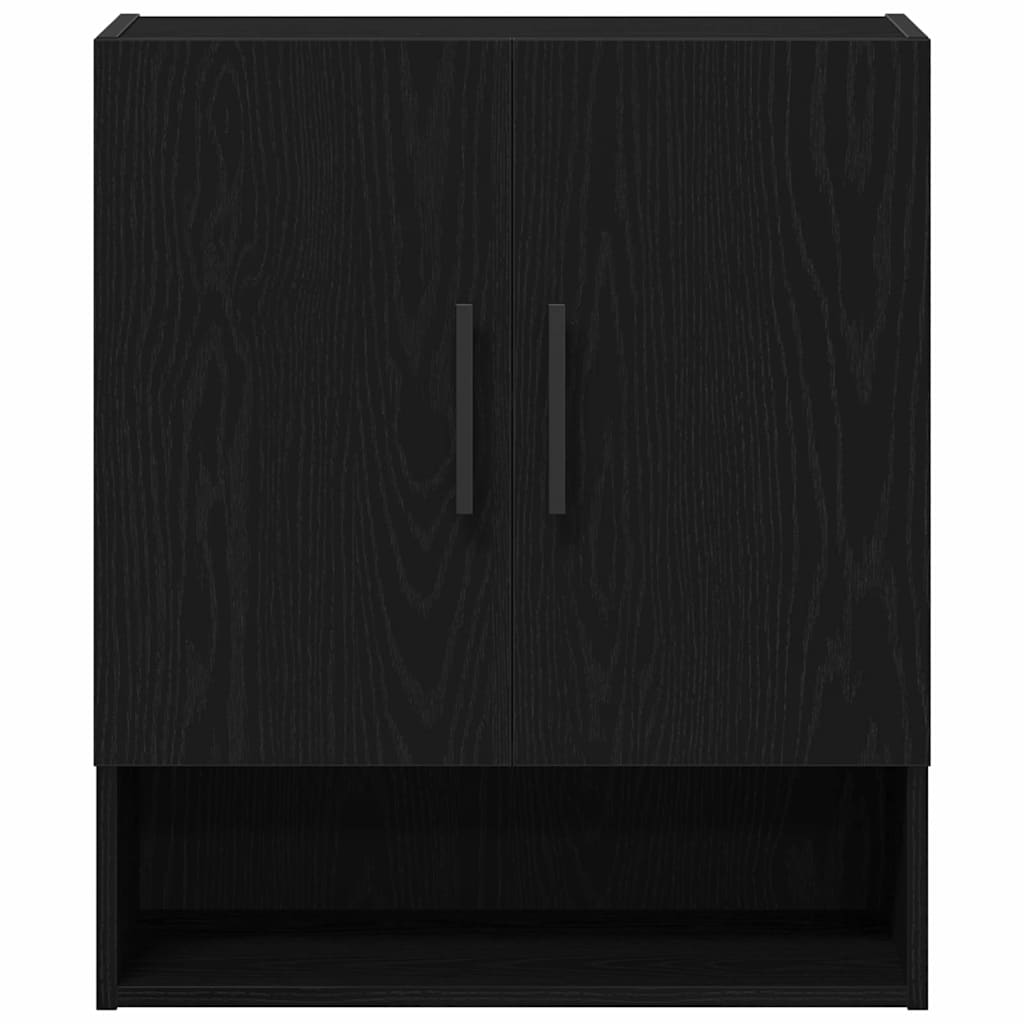 Wall Mounted Cabinet in Black Oak Effect 60 x 31 x 70 cm