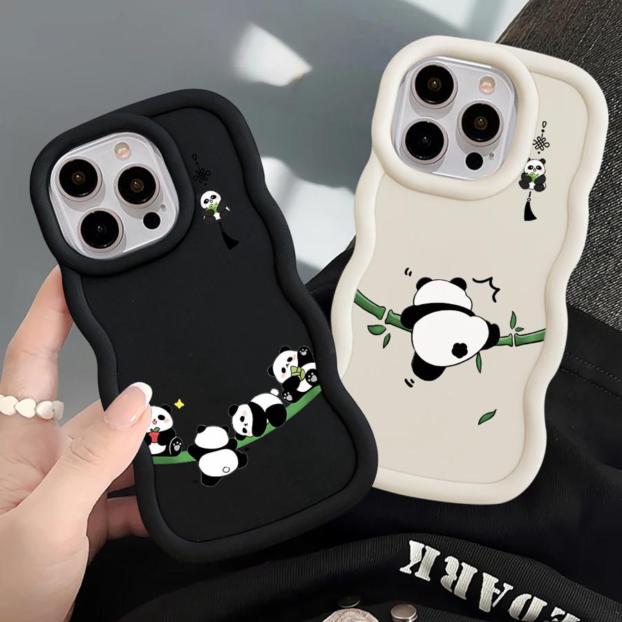 Чехол для iPhone XR 12 13 16 Pro Max 11 17 Air 15 Plus 14 8 Мягкая накладка Мультяшный милый панда
