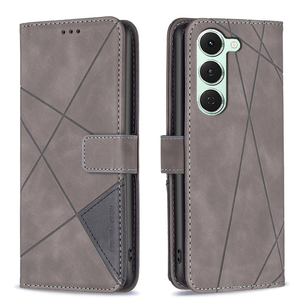 For TECNO Spark 40 Pro+ 4G Phone Case BINFEN COLOR Wallet Stand Geometry Imprinted Leather Cover