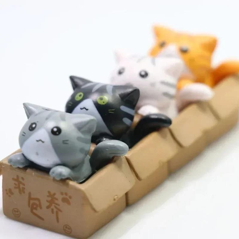 4 шт. Мини-кошка, украшение, садовая статуэтка котенка, подарок для детей, детская комната, милая игрушка Kawaii, миниатюрные фигурки, украшение для дома