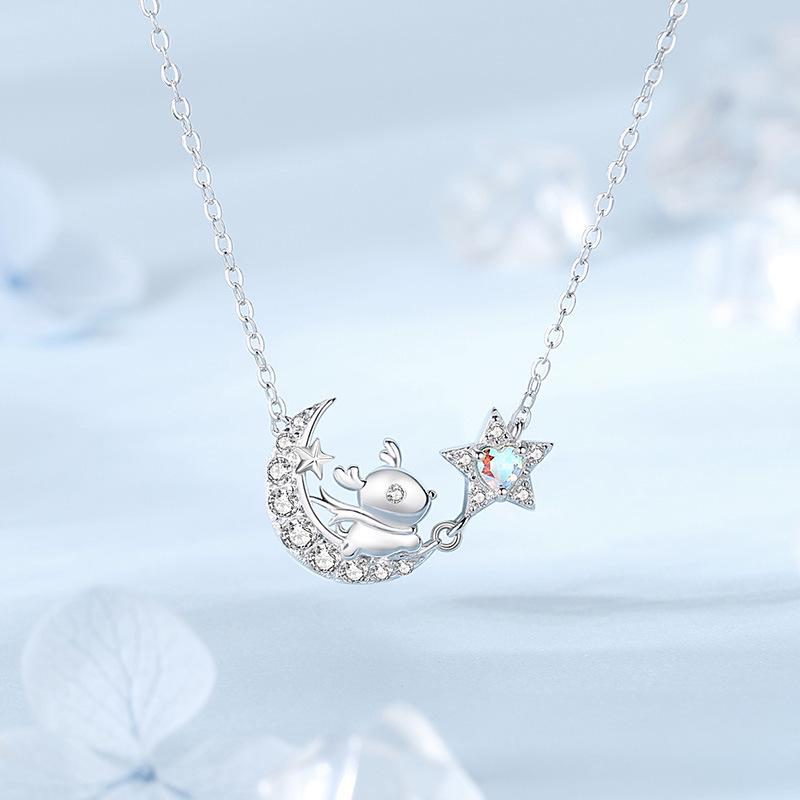 Браслет в корейском стиле с луной и оленями: Браслет из лунного камня в стиле Мори, Идеальный рождественский подарок для друзей