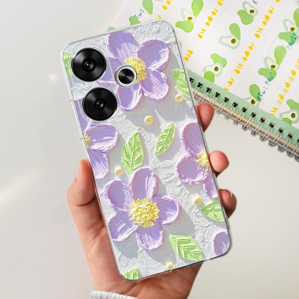 Flower Butterfly Women Fashion Back Cover For Xiaomi Redmi Turbo 3 Phone Funda Transparent Soft TPU Silicone Coque For Poco F6