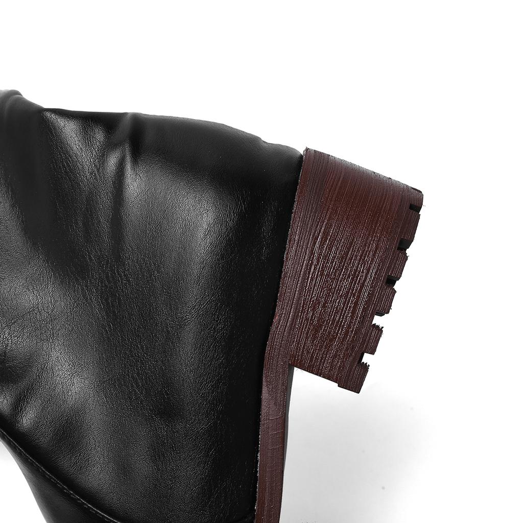 Women's Low-heeled Boots Autumn and Winter New Thick-heeled Casual Large-size Medium Boots