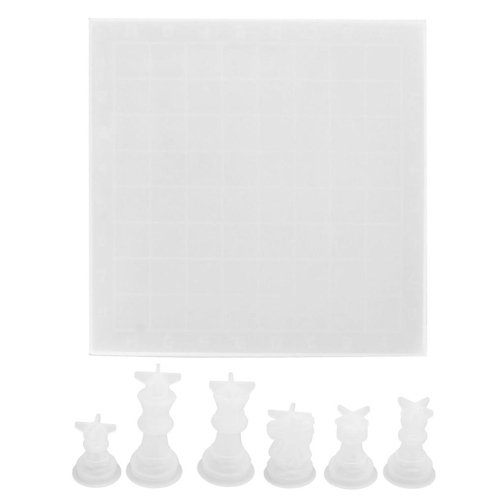 7 шт. Шахматные формы Гибкие Многоразовые Легкая Выемка DIY Эпоксидная смола Силиконовая форма для изготовления шахматного набора