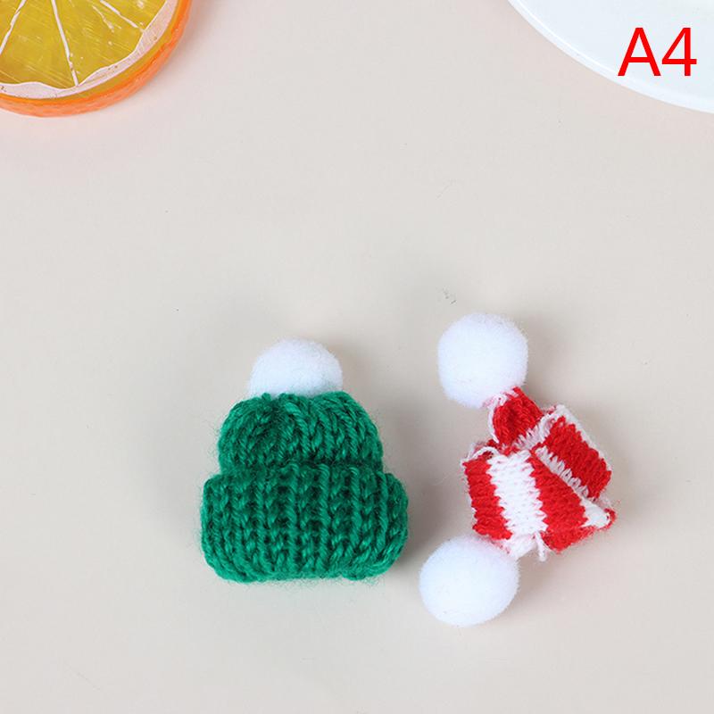 2Pcs Xmas Mini Scarf Hat Decor Doll Clothes Accessory Christmas Party Ornament