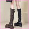Small Elastic Knight Boots 2025 Autumn and Winter New Thick-soled High Tube Rear Zipper But Knee Boots Children