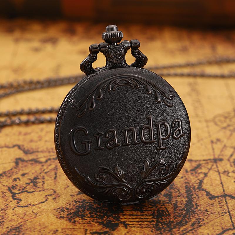 Мужские карманные часы Grandpa Vintage Quartz Black Punk ожерелье кулон сплав часы художественная коллекция подарки для мужчин