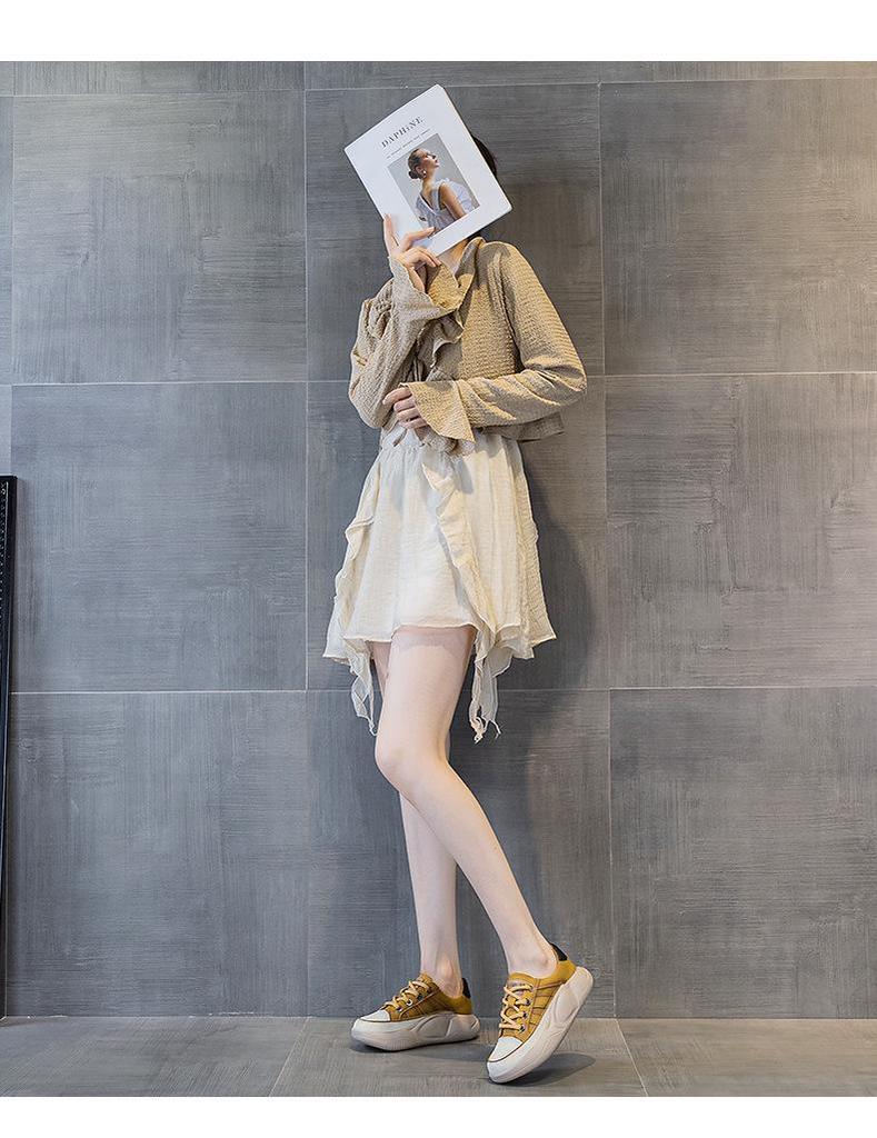 Летние новые ретро-кеды из кожи с мягкой подошвой 2025 года с увеличением высоты на 4 см