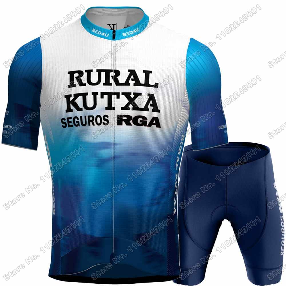Комплект летней велоформы Caja Rural для мужчин Испания Велосипедная одежда для велокросса и шоссейного велосипеда Костюм Велосипедные шорты с лямками