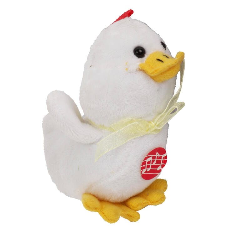 Easter mascot white hen with music box