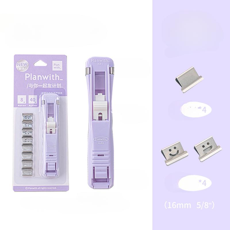 1Pc Creative Stapler Without Staples Creative Simplicity Candy Color Pusher A4 Paper Storage Clip Pusher Office/student Supplies