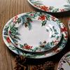 Creative Christmas Ceramic Plate for Dinner Exquisite Round Breakfast Fruit Snack Dessert Dish Household Santa Claus Tableware