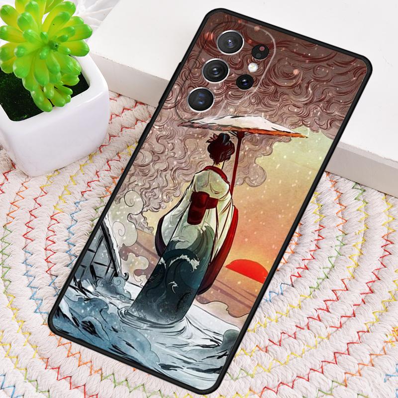 Японская гейша Роскошный силиконовый чехол для телефона для Samsung Galaxy note 10 pro S26 S25 S24 S23 S22 S21 Plus S25Ultra Capa Cover