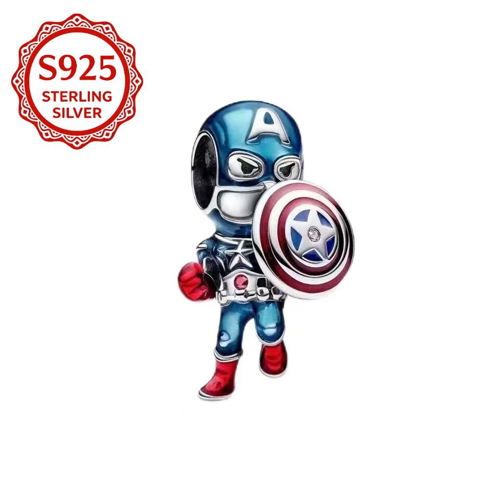 925 Charms Silver For Fine Jewelry Gifts Spider-Man Iron Man Captain America Beads Fit Bracelets Necklace Accessories