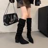 Мода Зимняя Мода Остроносые Женские Длинные Ботфорты Выше Колена Ночной Клуб Высокие Каблуки Вечеринка Стриптизёр Женская Обувь