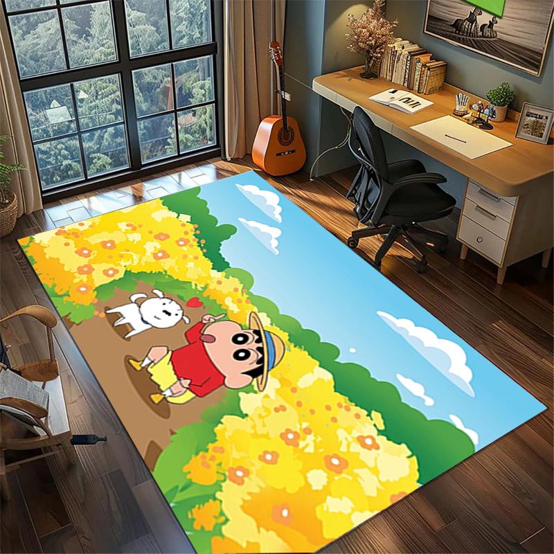 Non Slip Washable Crayon Shin-chan Floor Mat Large Area Rug Gamer Room Bedroom Decor
