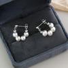 Korean Natural Freshwater Pearl 925 Sterling Silver Earrings Wedding Jewelry  for Women
