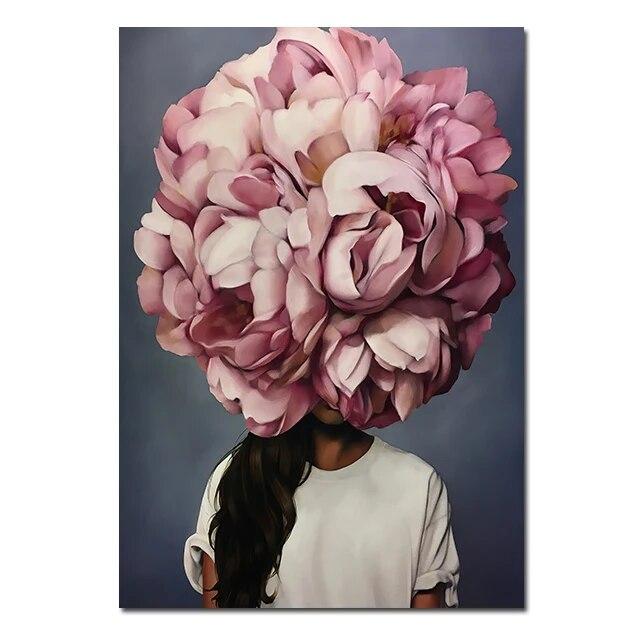 Женская голова с цветами, холст, живопись, скандинавские настенные художественные постеры, модная женская портретная картина, украшение для дома, спальни, без рамки