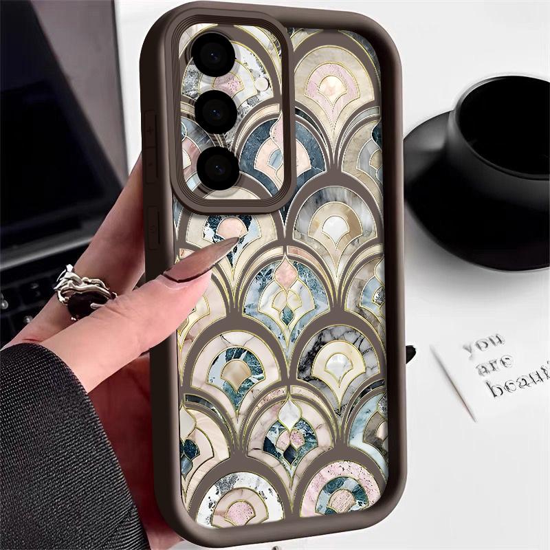 Фиолетовый мраморный чехол для Samsung S26 S25 Ultra S24 S23 Plus S22 S21 FE A54 A15 A25 A35 A55 A16 A26 A36 A56 A17 A27 A37 A57 5G Ударопрочный чехол