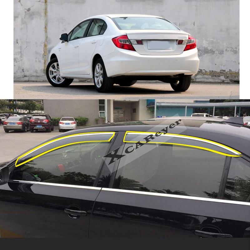 Для Honda Civic 9-го поколения 2012 2013 2014 2015 Наклейка на кузов автомобиля Пластиковая накладка на боковое стекло Дефлектор (ветровик) Защита от дождя/солнца Детали вентиляции