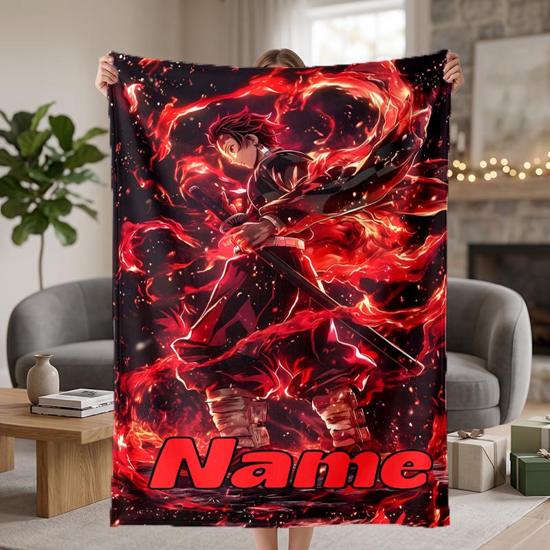 Tanjiro Custom Flannel Blankets Soft Warm Cozy Throws for Home Decor Holiday Gifts