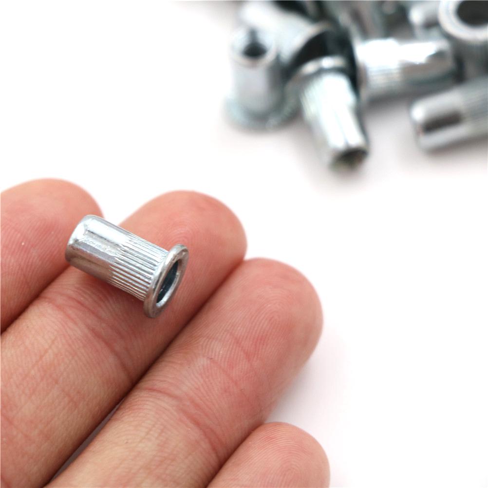 10Pcs White Zinc Rivet Nut Alloy Rivnut Flat Head Threaded Rivet Insert Nutsert Cap Rivet Nut M3 M4 M5 M6 M8 M10 M12