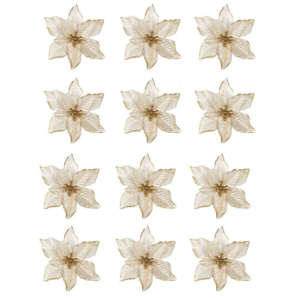 12шт Рождественские висячие цветы Пуансеттия на День благодарения DIY украшения