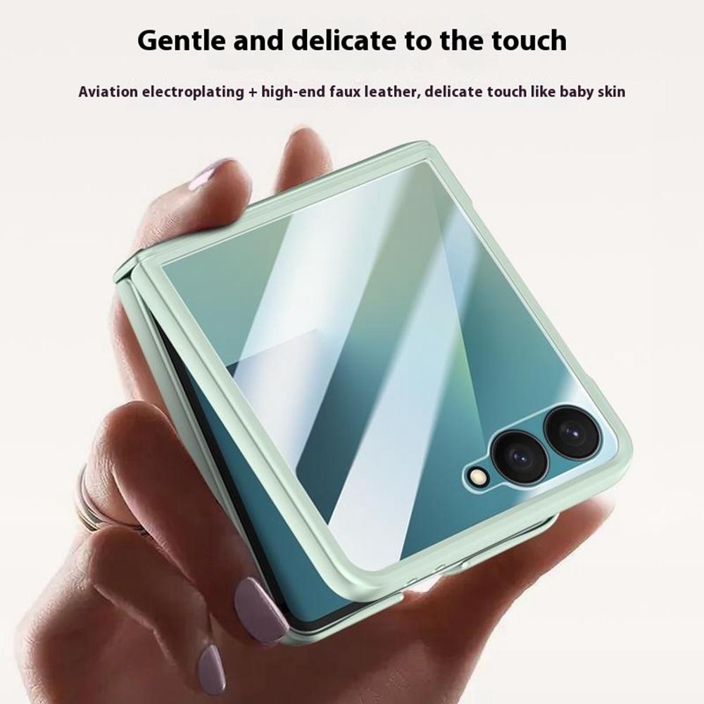 Для Samsung Galaxy Z Flip7 5G Чехол Кожа+ПК Чехол для телефона HD Защитная пленка для маленького заднего экрана